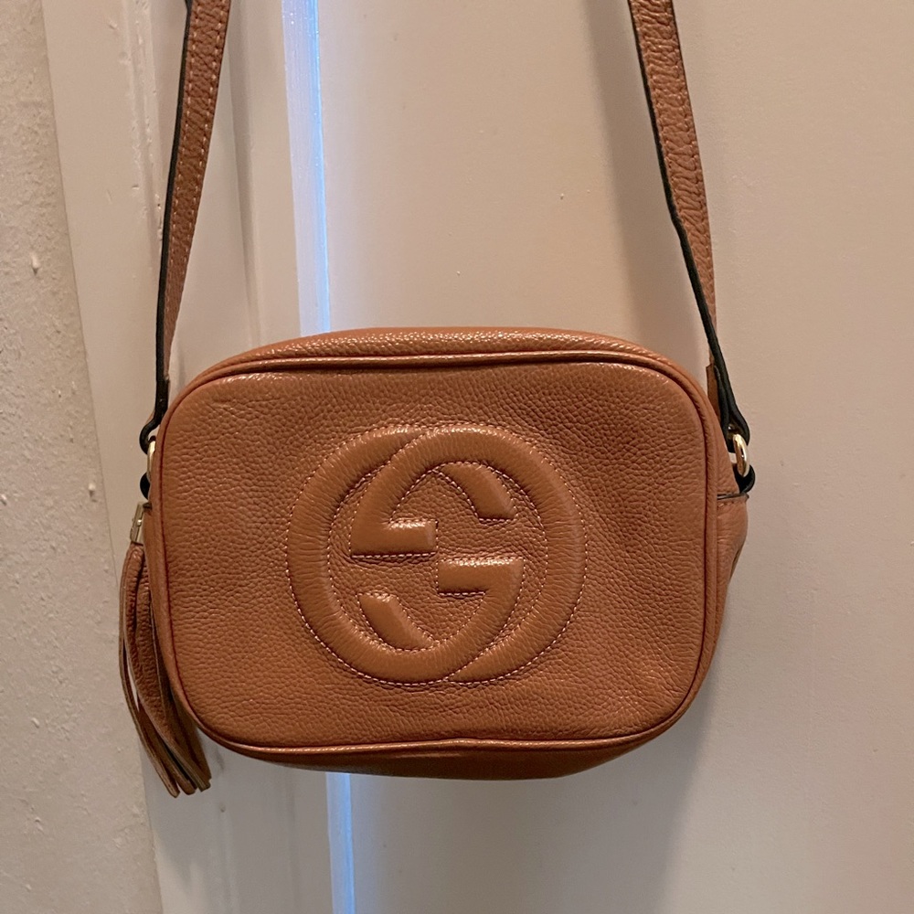 GUCCI Authentic Soho Crossbody, Carmel leather